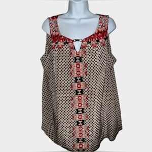 Dana Buchman Print Sleeveless Top Flowy XL